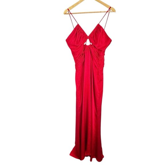NWT ML Monique Lhuillier Sleeveless Satin Gown Red Size 10 - Picture 3 of 7
